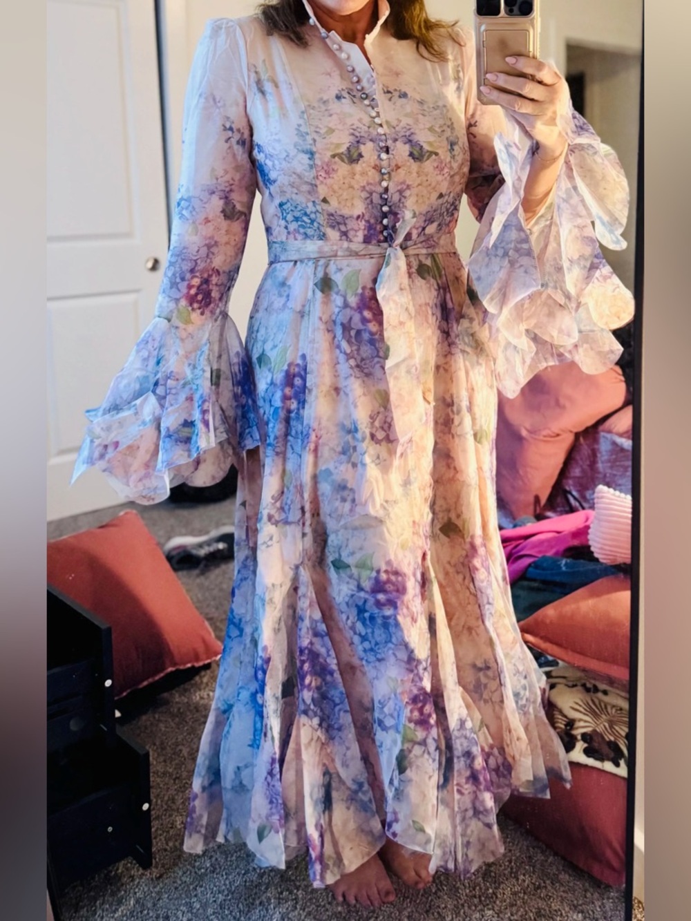 Floral Pastel Maxi Dress - Lavender Pink
